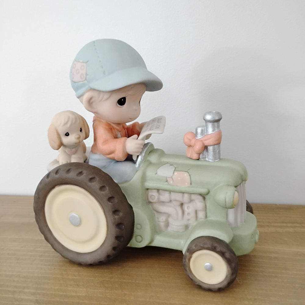 Precious Moments Pastel Tractor with Child and Puppy #588091